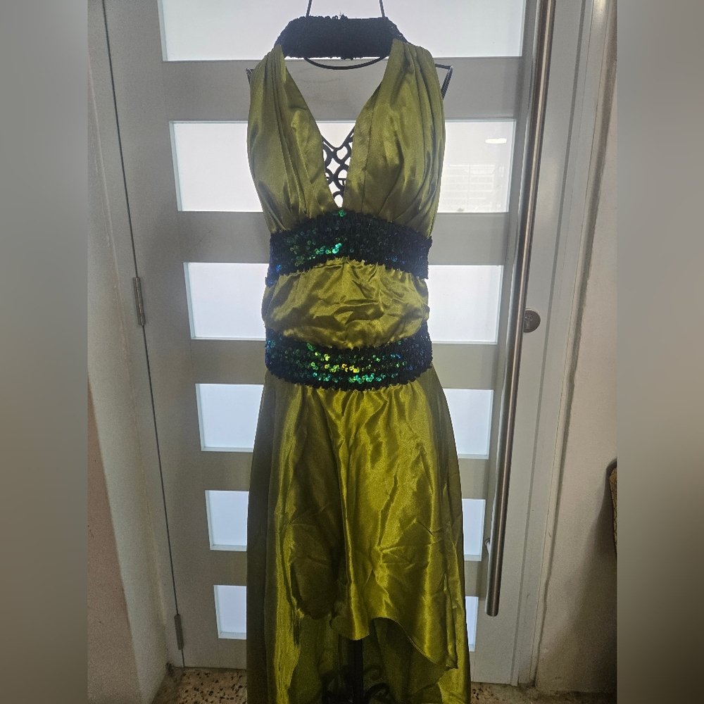 Elegant Lime High-Low Dress